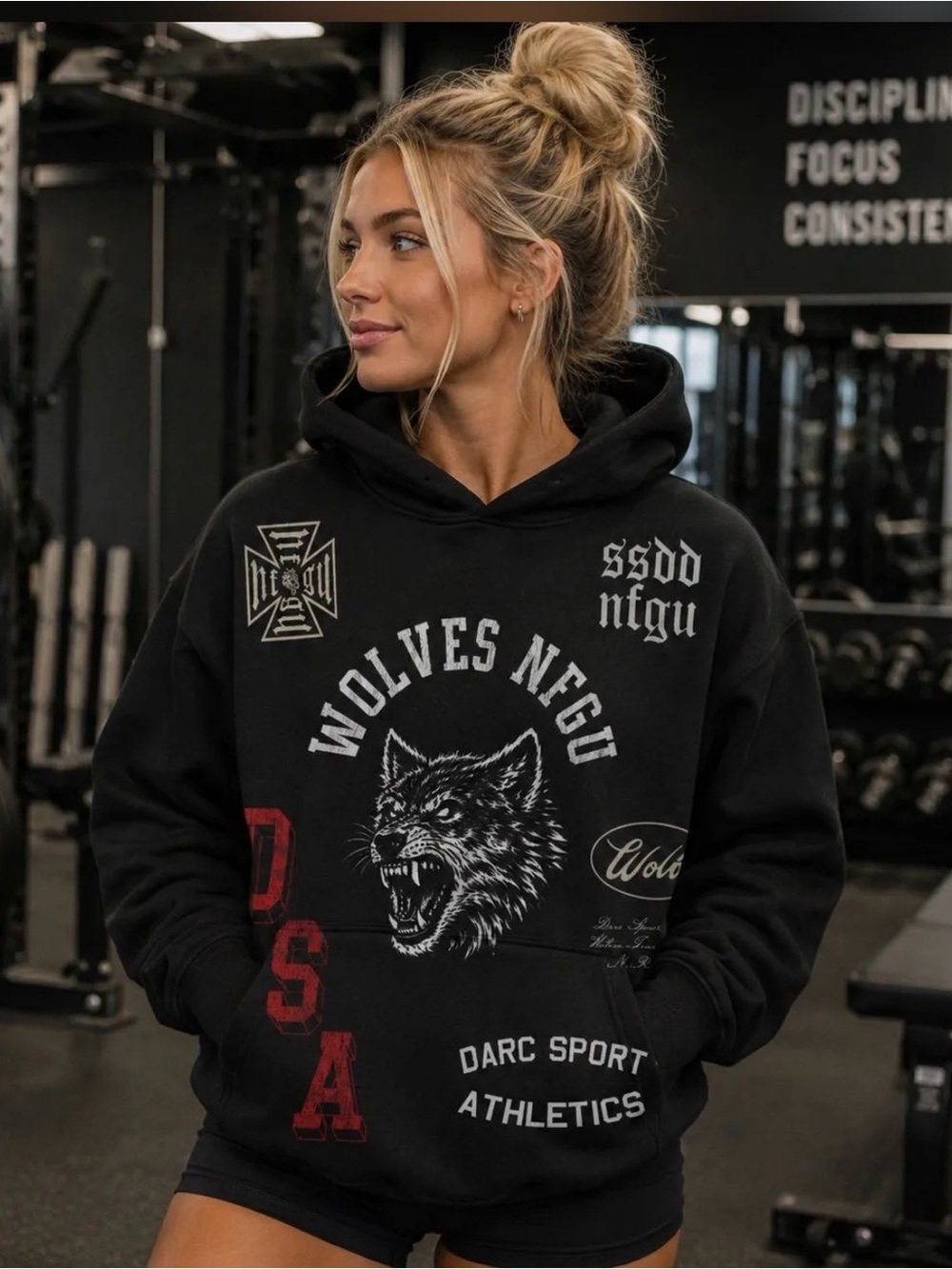 Darc Sport Wolves NFGU Black Graphic Hooded Sweatshirt - Athletic Streetwear